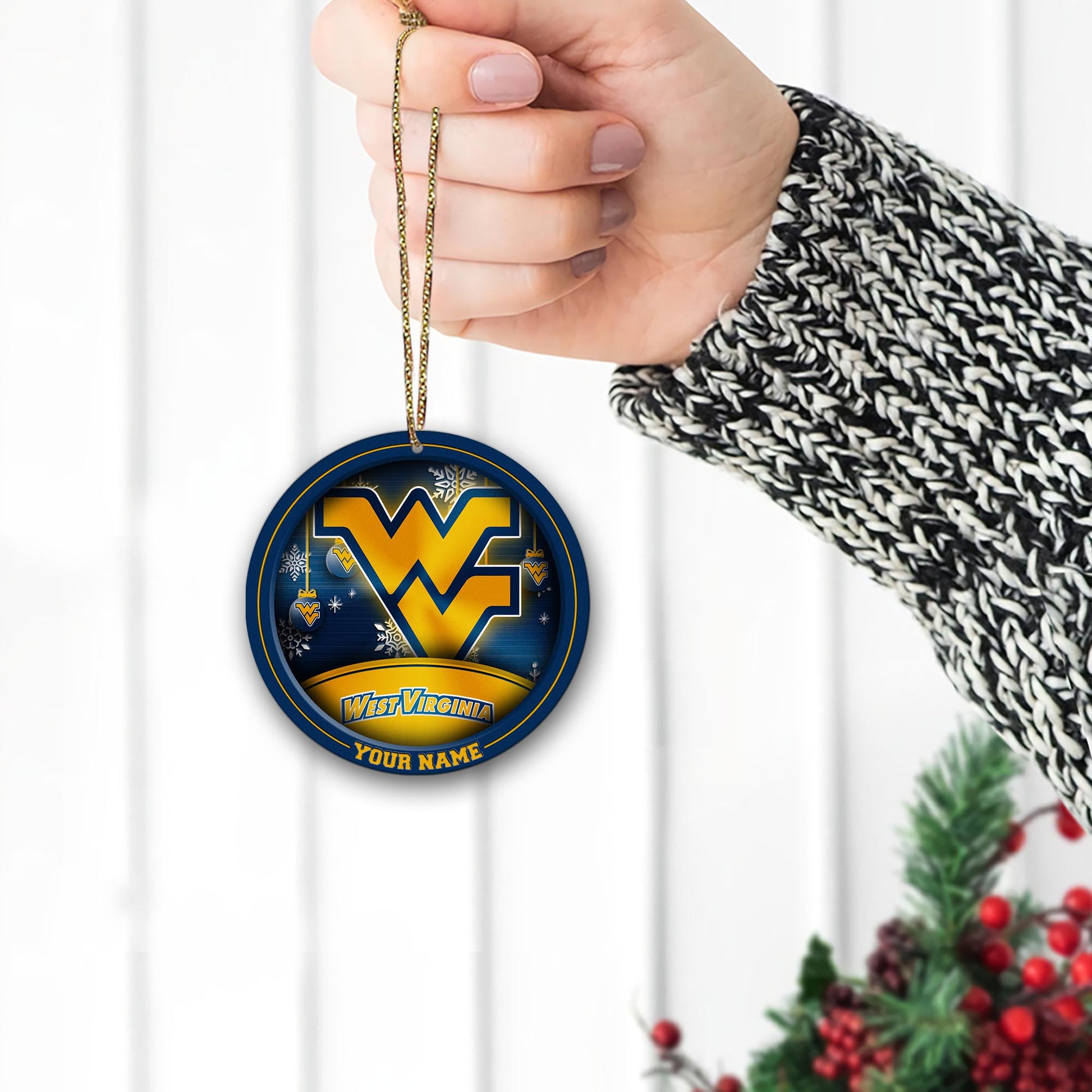 West Virginia Mountaineers Circle Aluminium Custom Ornament 2 Side Trending New Arrivals H52912 ETUG311023