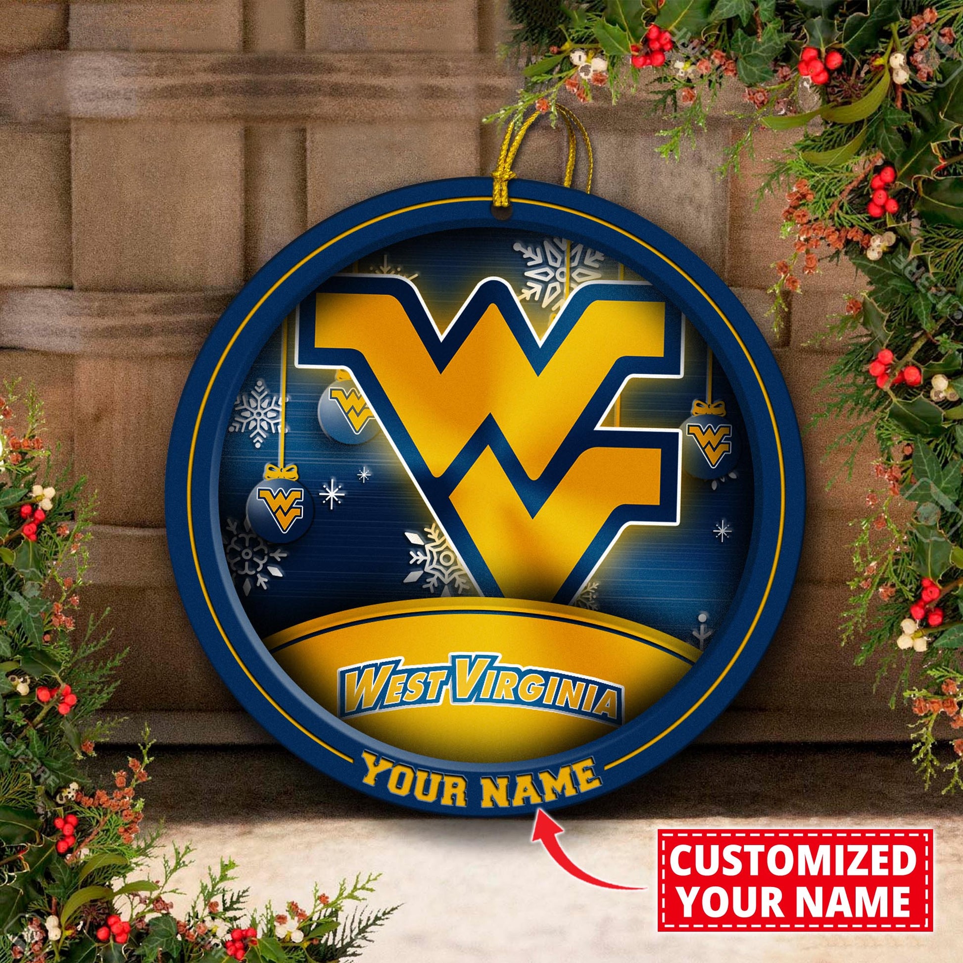 West Virginia Mountaineers Circle Aluminium Custom Ornament 2 Side Trending New Arrivals H52912 ETUG311023