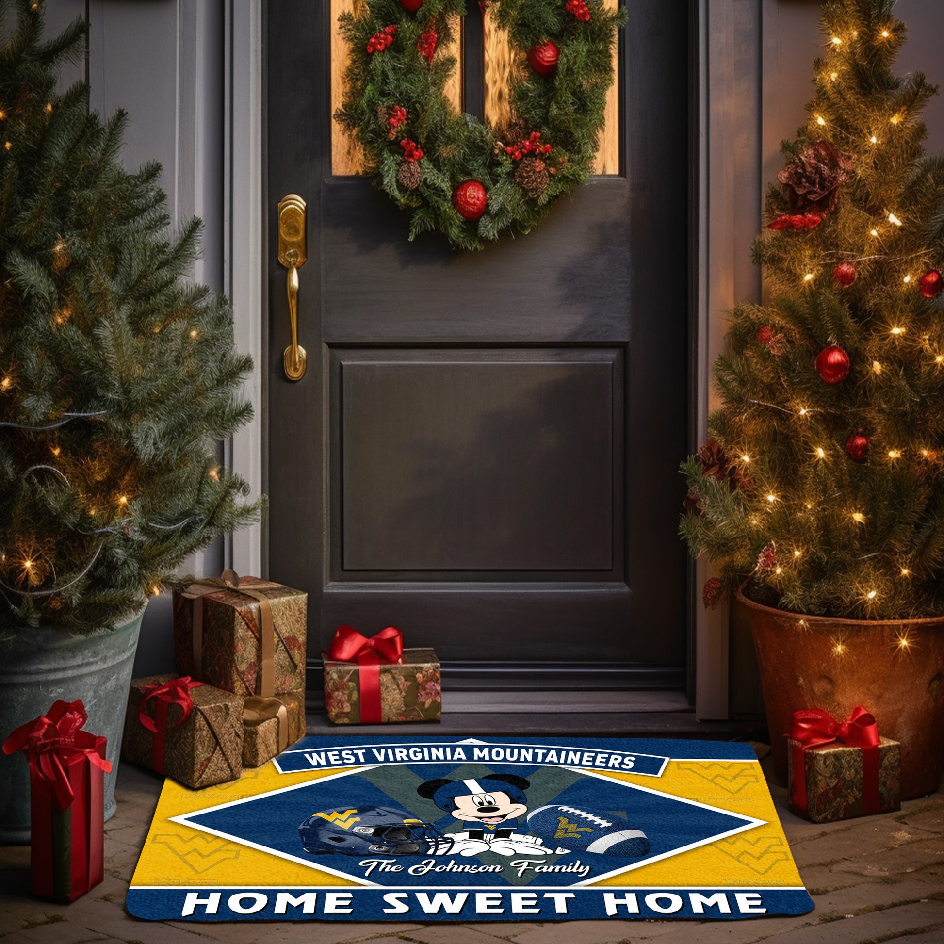 West Virginia Mountaineers Doormat Custom Your Family Name, Sport Team And MK Doormat, FootBall Fan Gifts EHIVM-52722