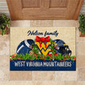 West Virginia Mountaineers Doormat Personalized Your Name, Sport Team Doormat, Christmas Gifts For Football Fan, Home Decor ETHY-52726