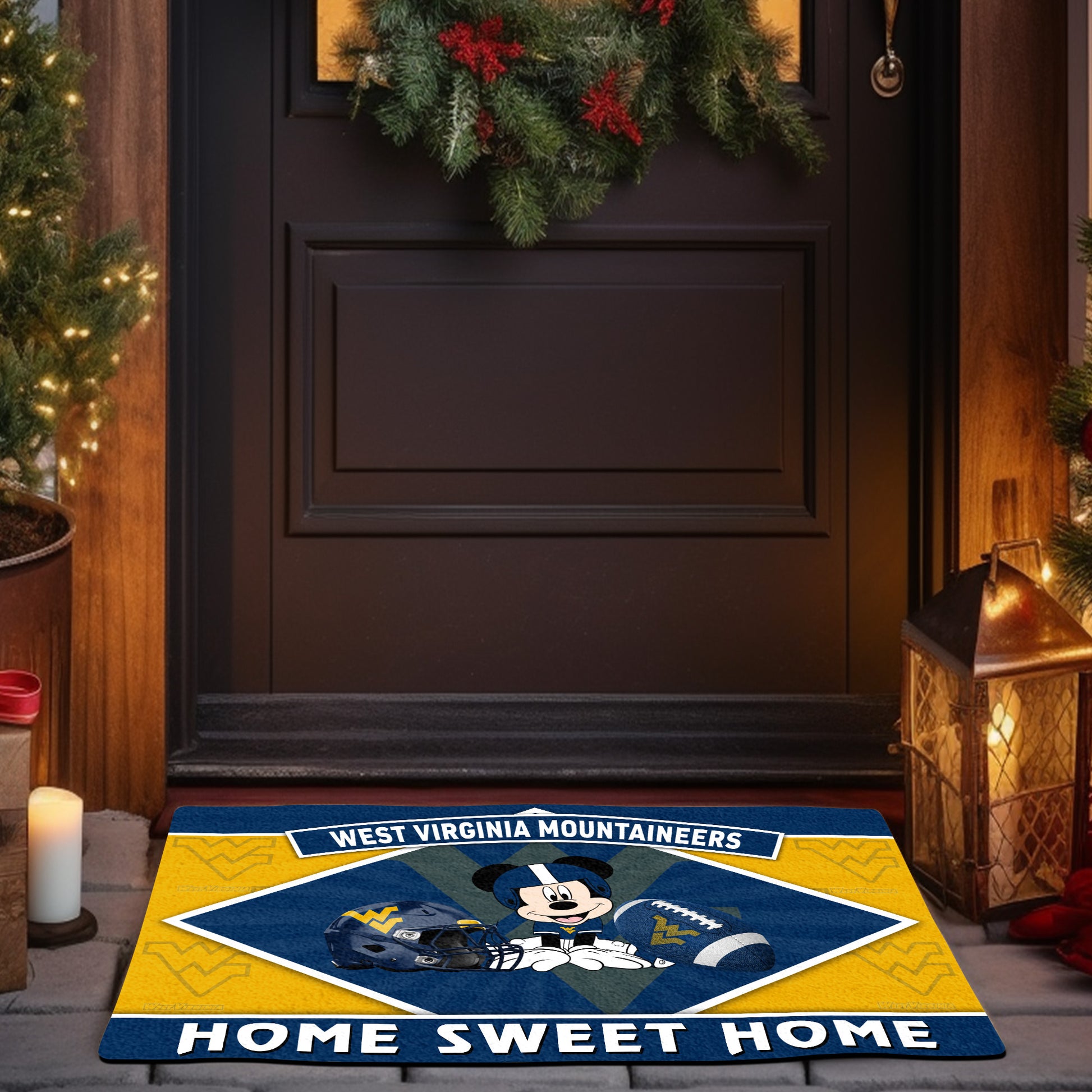 West Virginia Mountaineers Doormat, Sport Team And MK Doormat, FootBall Fan Gifts