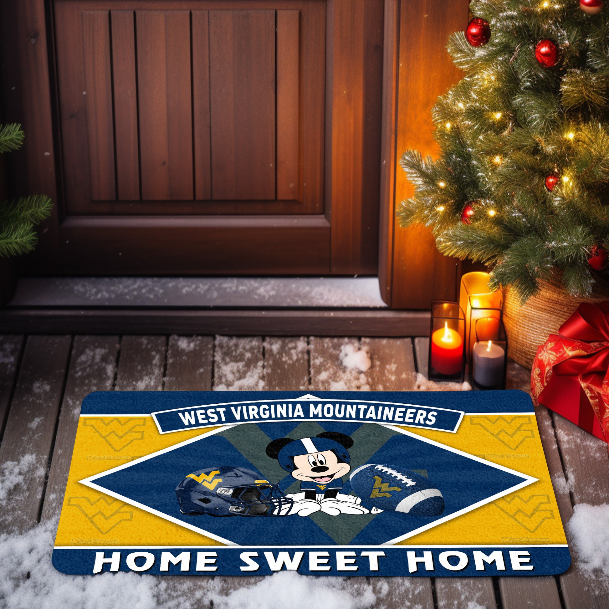 West Virginia Mountaineers Doormat, Sport Team And MK Doormat, FootBall Fan Gifts