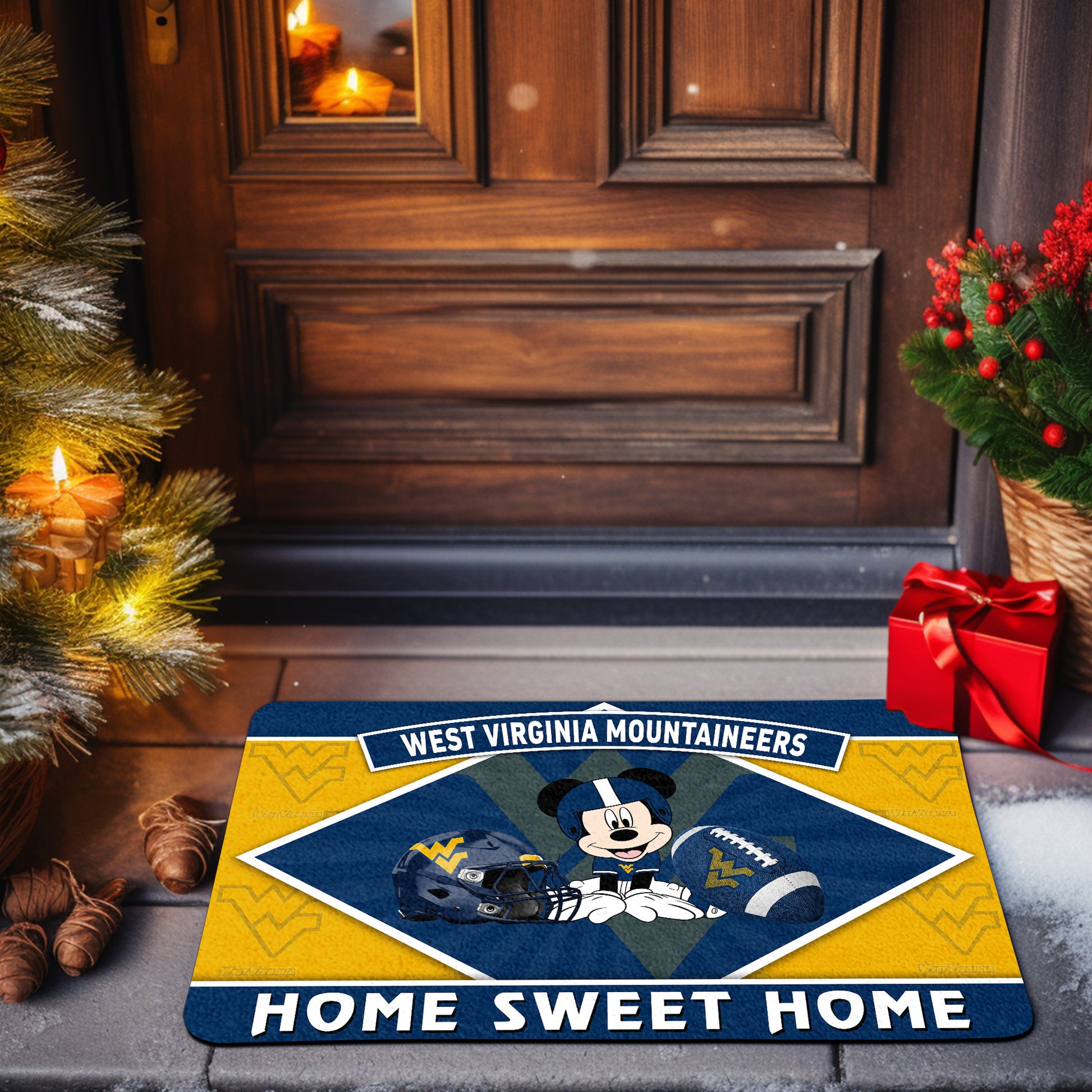 West Virginia Mountaineers Doormat, Sport Team And MK Doormat, FootBall Fan Gifts