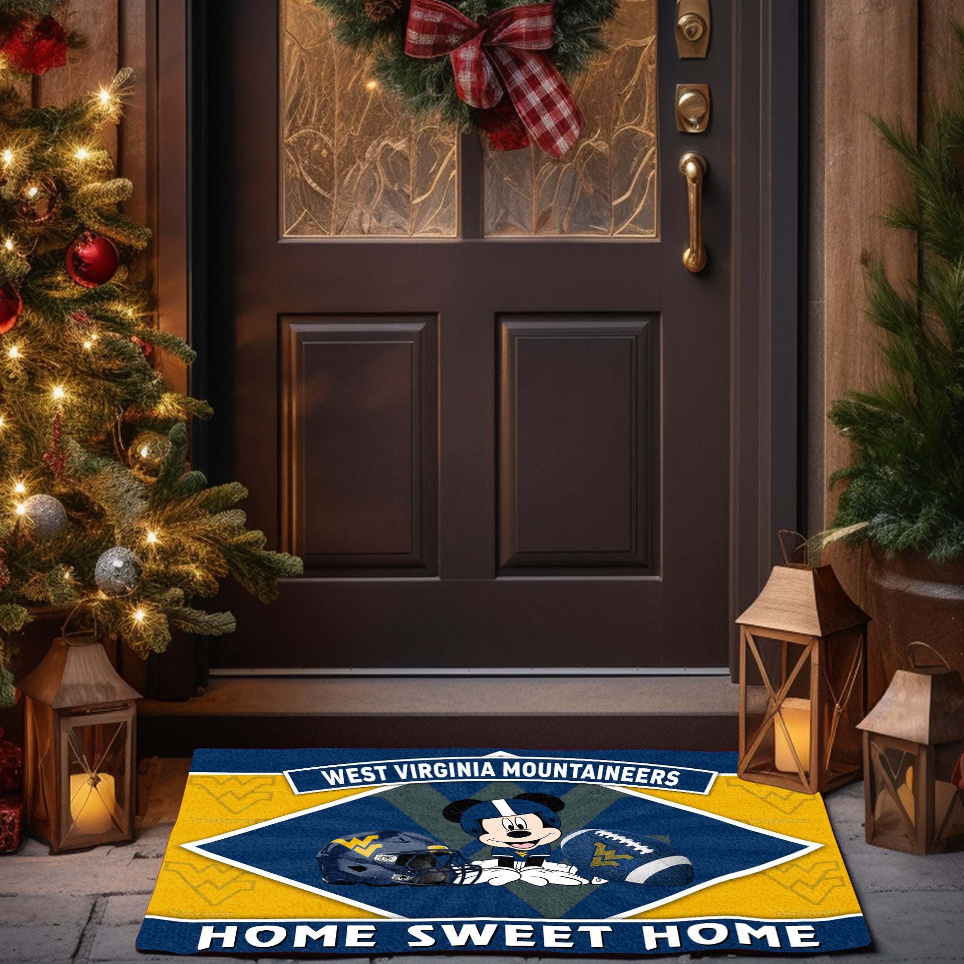 West Virginia Mountaineers Doormat, Sport Team And MK Doormat, FootBall Fan Gifts