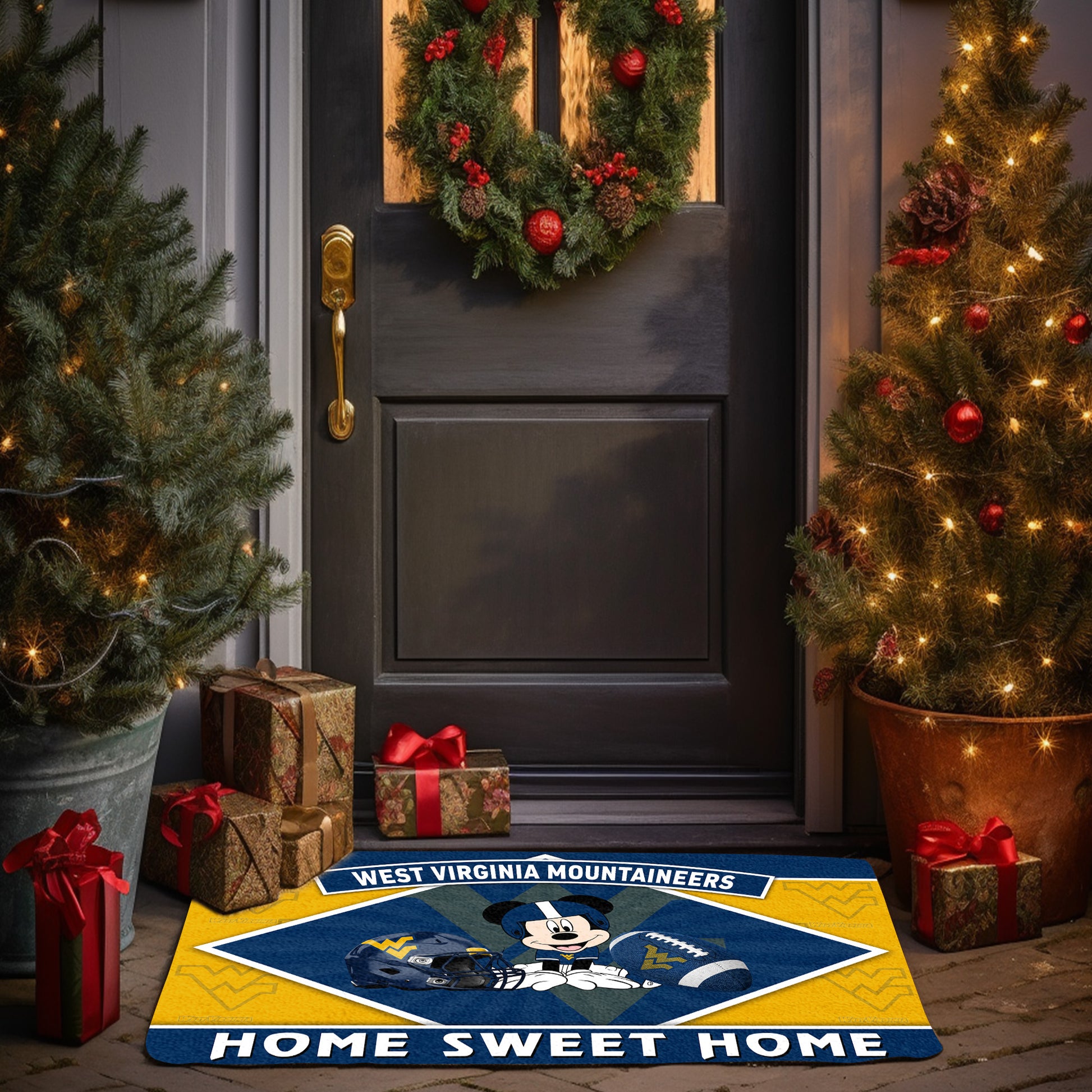 West Virginia Mountaineers Doormat, Sport Team And MK Doormat, FootBall Fan Gifts