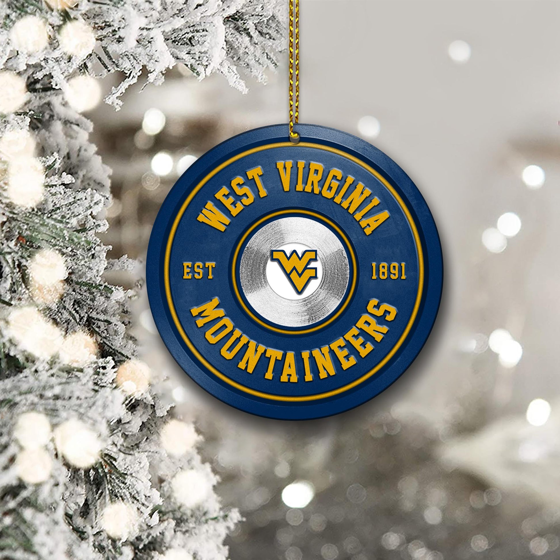 West Virginia Mountaineers Fitness Circle Aluminium Ornament 2 Side Trending New Arrivals H52883 ETUG311023