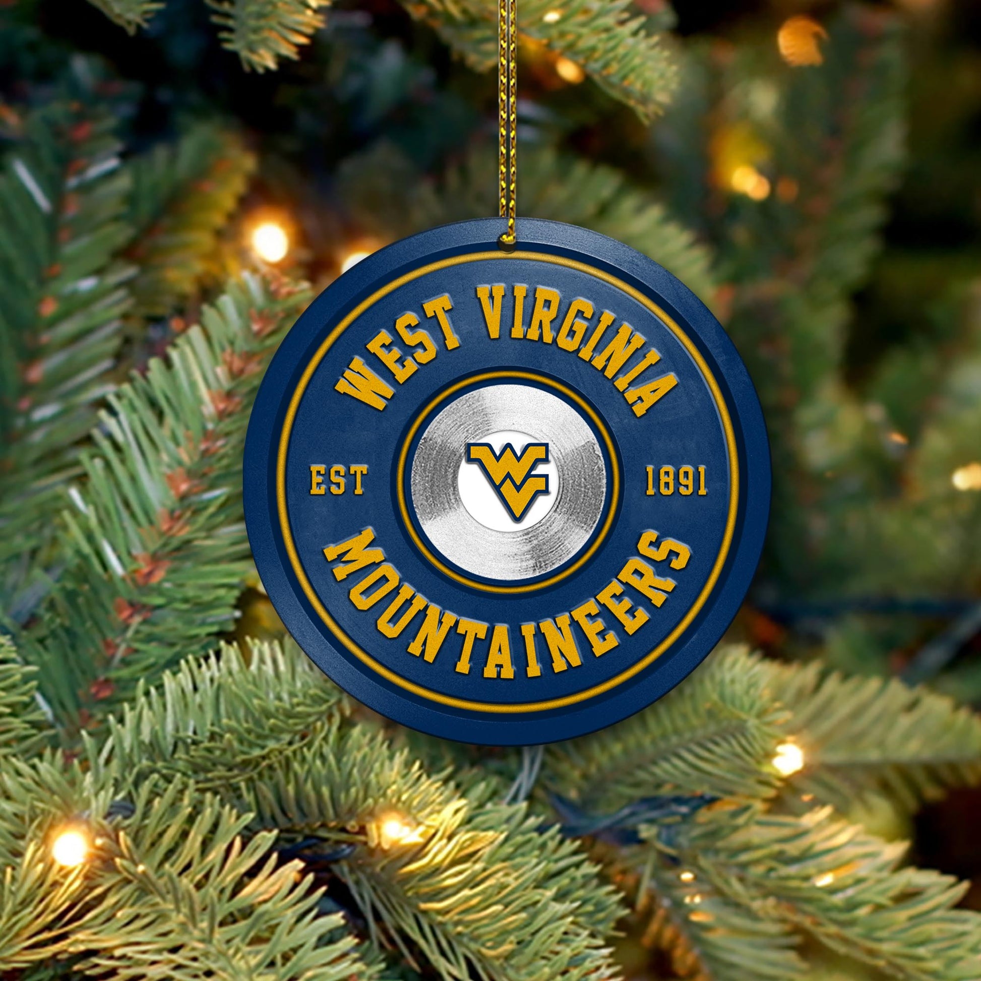 West Virginia Mountaineers Fitness Circle Aluminium Ornament 2 Side Trending New Arrivals H52883 ETUG311023