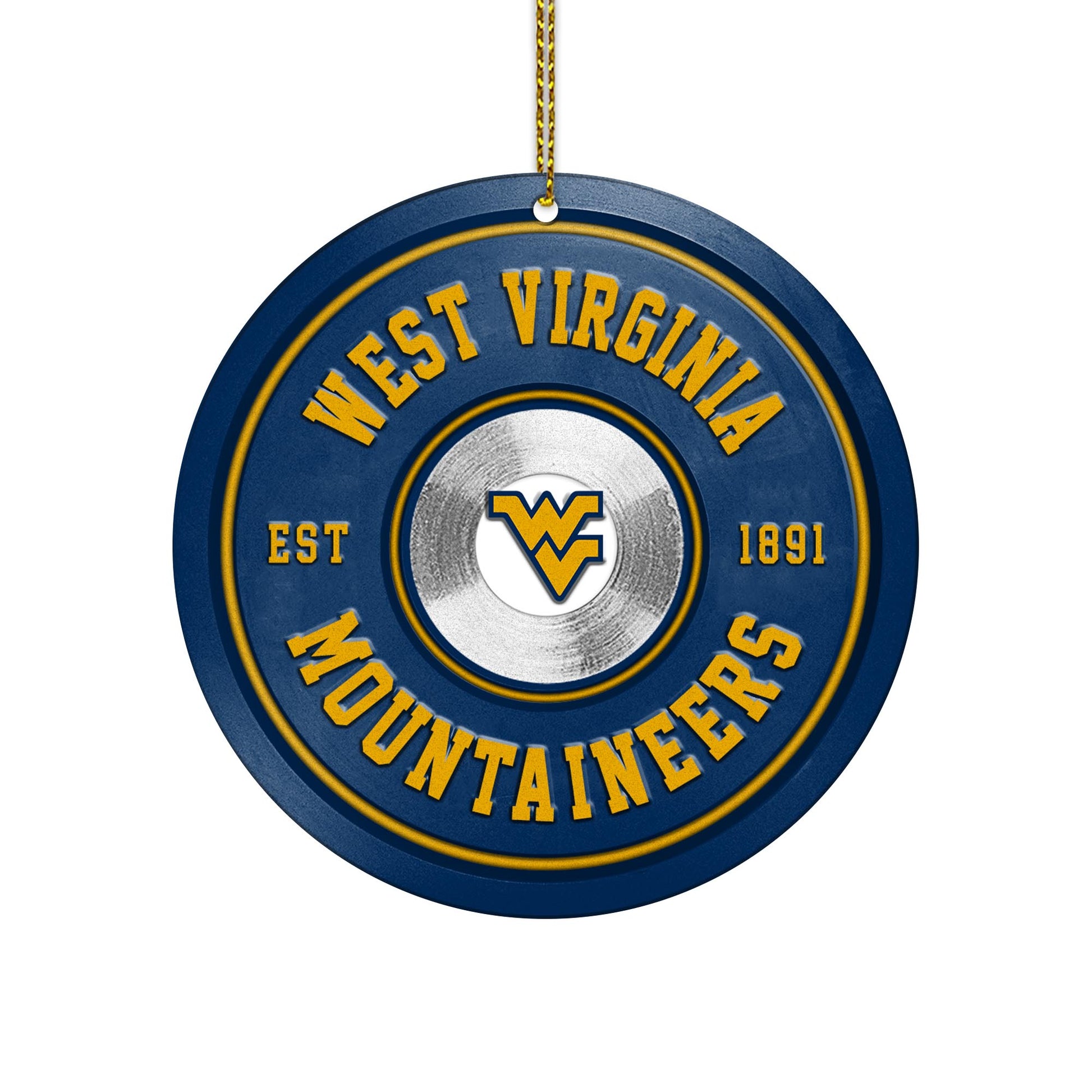 West Virginia Mountaineers Fitness Circle Aluminium Ornament 2 Side Trending New Arrivals H52883 ETUG311023