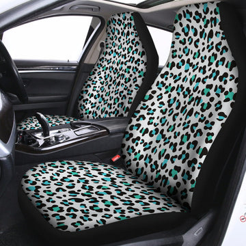 White And Teal Leopard Print Universal Fit Car Seat Covers