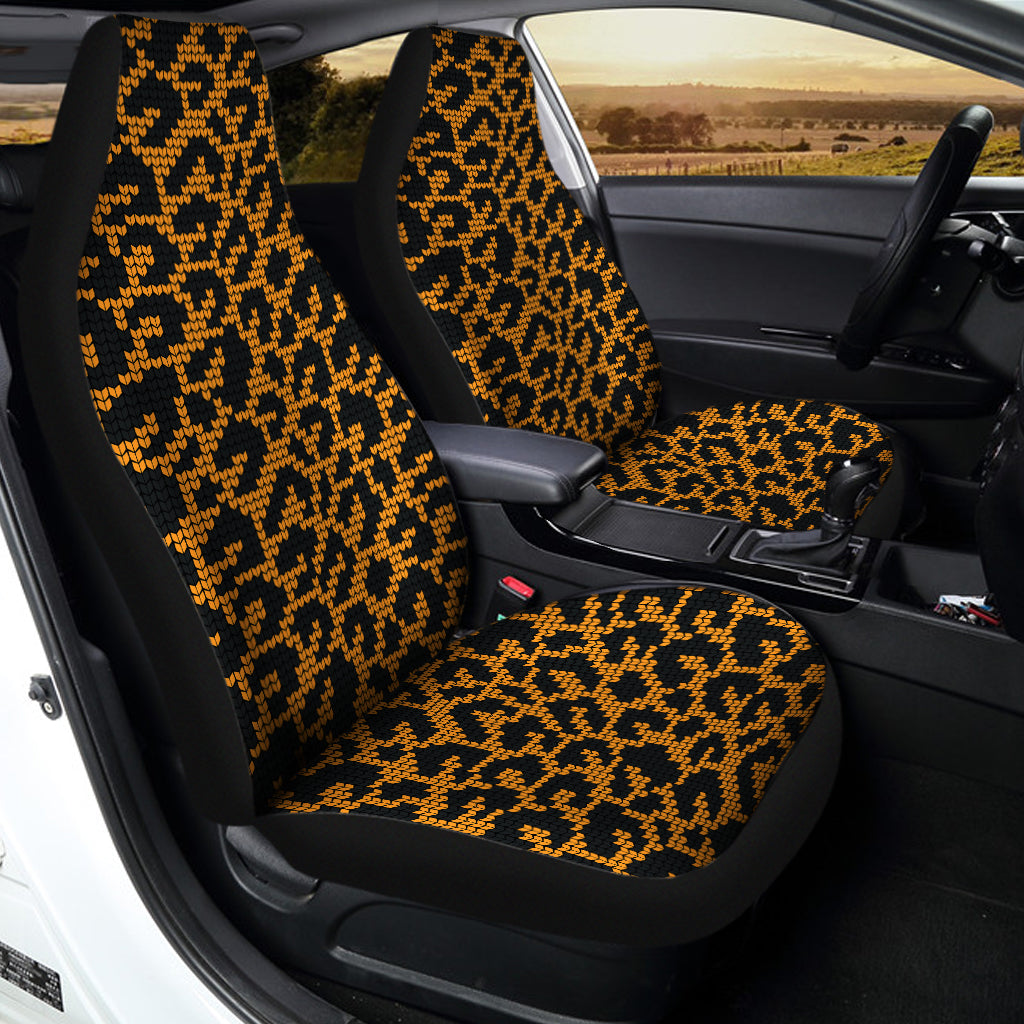 Wild Leopard Knitted Pattern Print Universal Fit Car Seat Covers