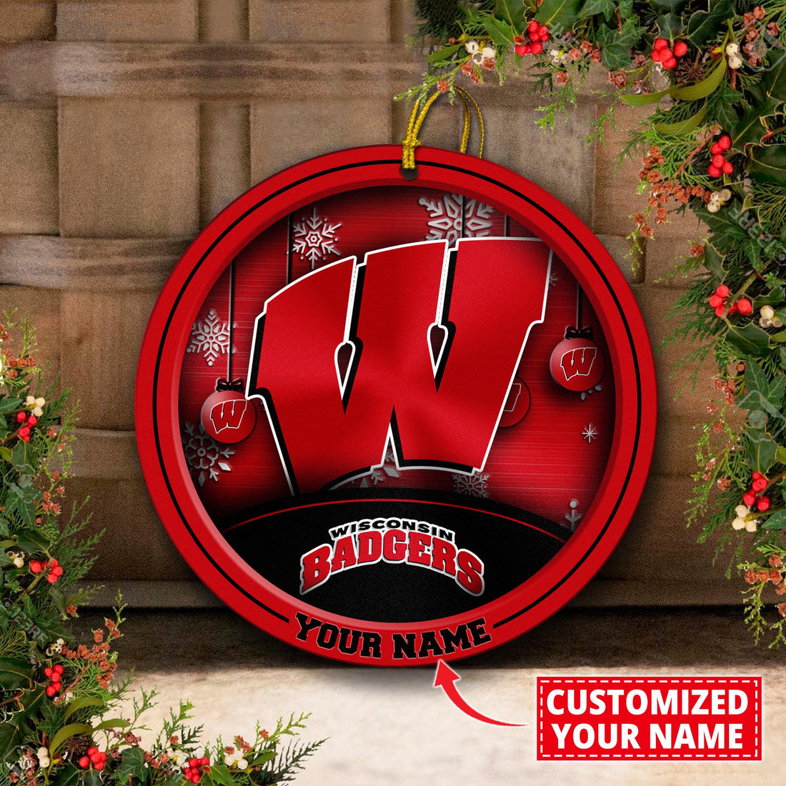 Wisconsin Badgers Circle Aluminium Custom Ornament 2 Side Trending New Arrivals H52912 ETUG311023