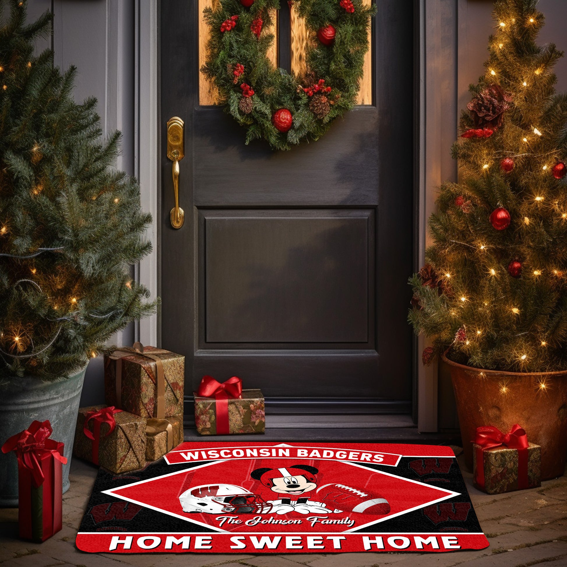 Wisconsin Badgers Doormat Custom Your Family Name, Sport Team And MK Doormat, FootBall Fan Gifts EHIVM-52722