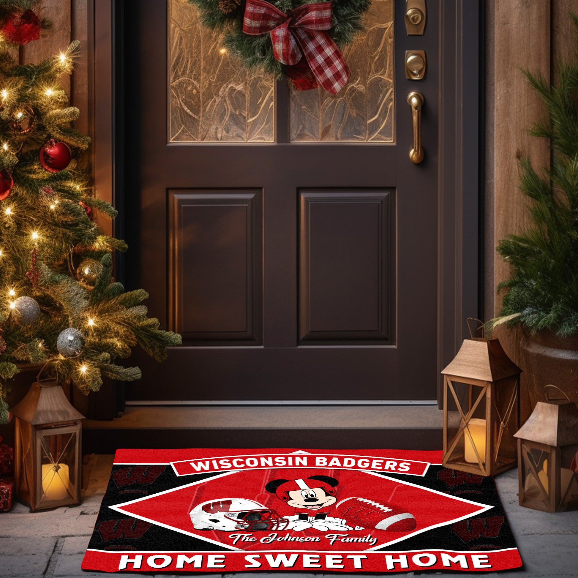 Wisconsin Badgers Doormat Custom Your Family Name, Sport Team And MK Doormat, FootBall Fan Gifts EHIVM-52722
