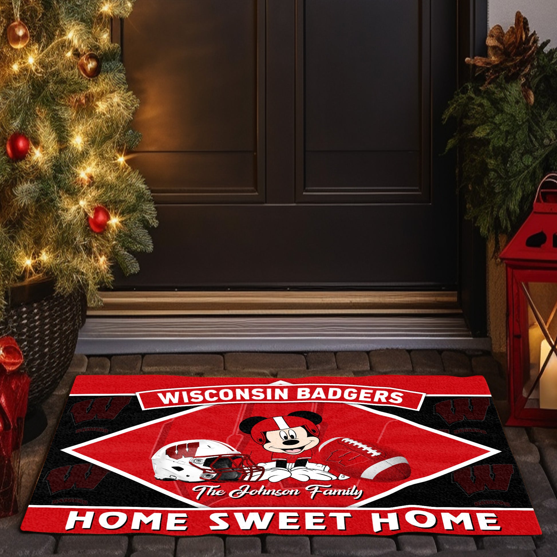 Wisconsin Badgers Doormat Custom Your Family Name, Sport Team And MK Doormat, FootBall Fan Gifts EHIVM-52722