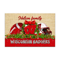 Wisconsin Badgers Doormat Personalized Your Name, Sport Team Doormat, Christmas Gifts For Football Fan, Home Decor ETHY-52726
