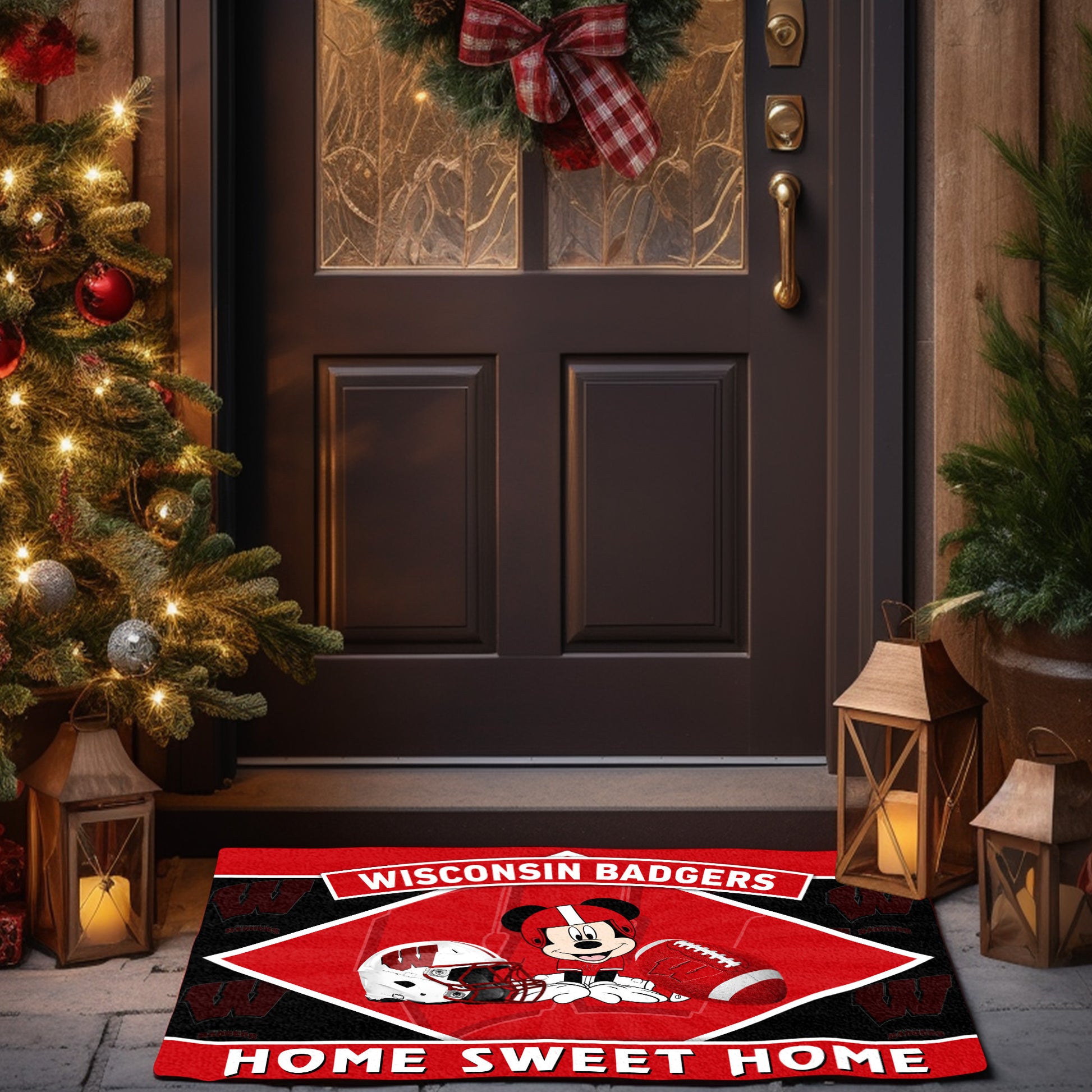 Wisconsin Badgers Doormat, Sport Team And MK Doormat, FootBall Fan Gifts