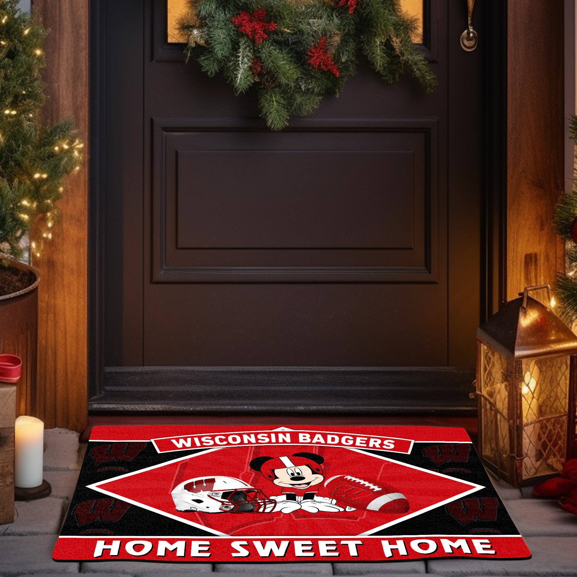 Wisconsin Badgers Doormat, Sport Team And MK Doormat, FootBall Fan Gifts