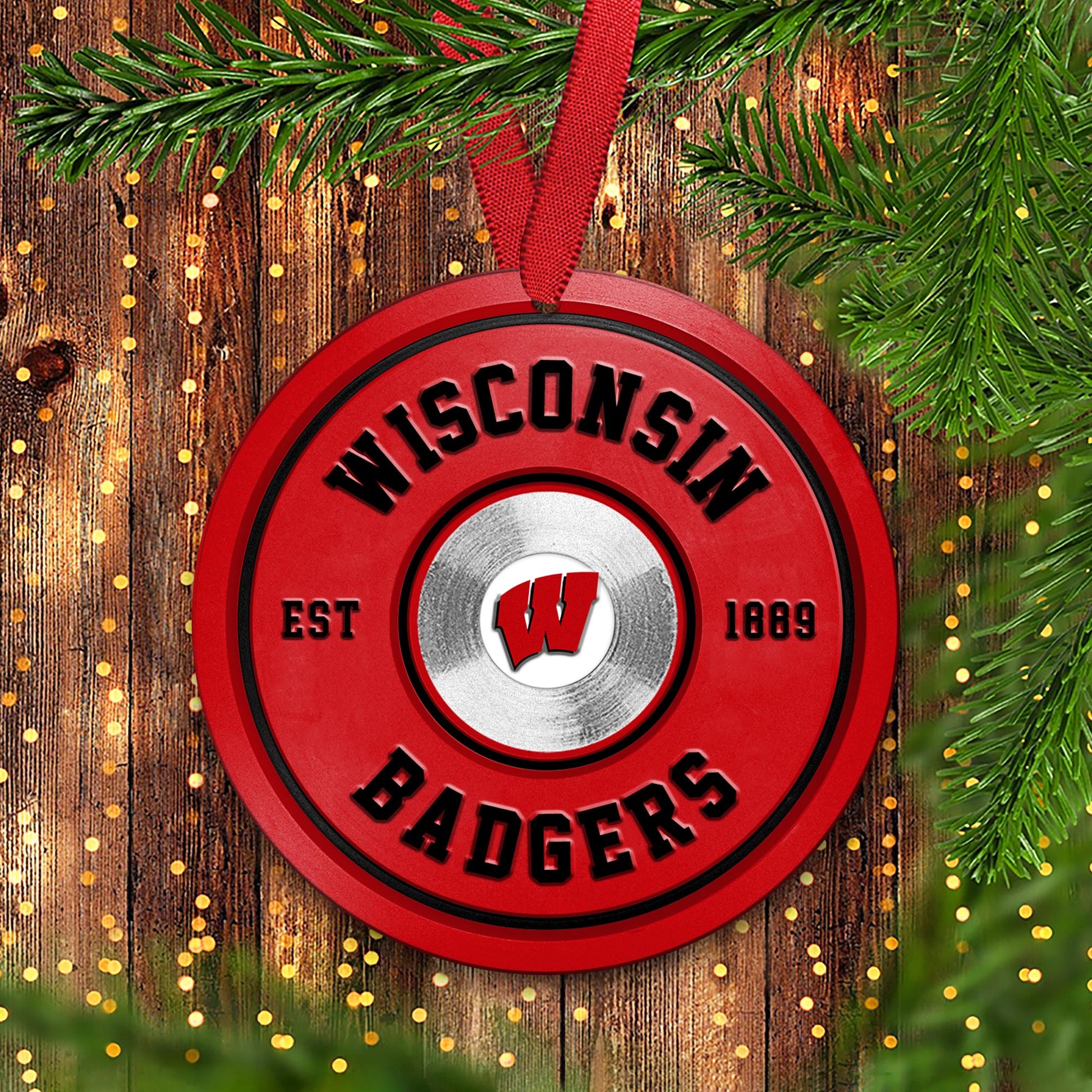 Wisconsin Badgers Fitness Circle Aluminium Ornament 2 Side Trending New Arrivals H52883 ETUG311023