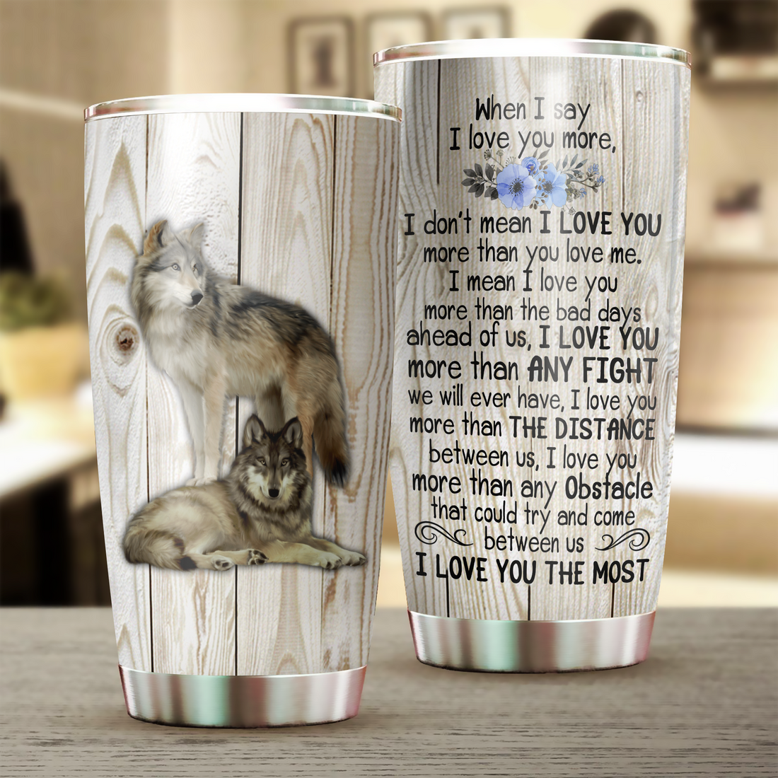 Wolf Tumbler, Gift for Couples, Husband, Wife, Parents, Lovers, Gift for Wolf Lovers - TB044PA - BMGifts (formerly Best Memorial Gifts)