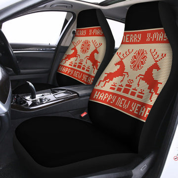 Xmas Deer Knitted Print Universal Fit Car Seat Covers