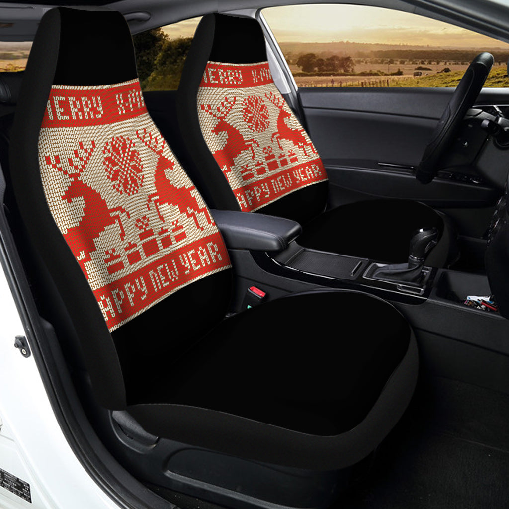 Xmas Deer Knitted Print Universal Fit Car Seat Covers